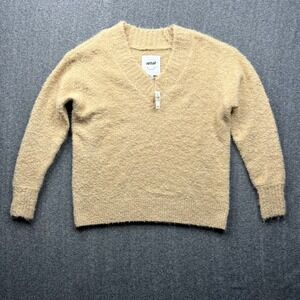 Aerie Sweater Women XS Tan V-Neck Boucle Knit Long Sleeve Pullover 065-0745-3312